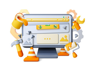 3d system update concept computer monitor vector image