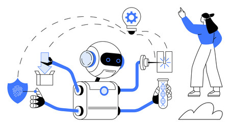 ai robot performing tasks with innovation vector image