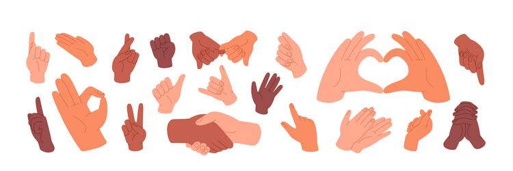Different hand gestures set body language Vector Image