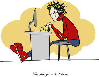programmer at work sketch for your design vector image