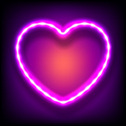 Glowing neon frame in shape of heart with light vector