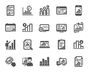 Graph icons set of chart presentation report vector