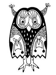 Ethnic Owl Ink Drawing Vector Image