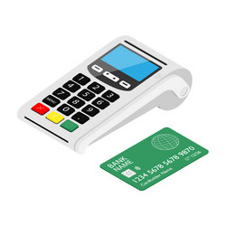 New smart pos terminal payment machine with bank vector