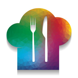 Chef hat and spoon fork knife sign set Royalty Free Vector