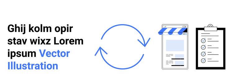 circular process flow with storefront webpage vector image