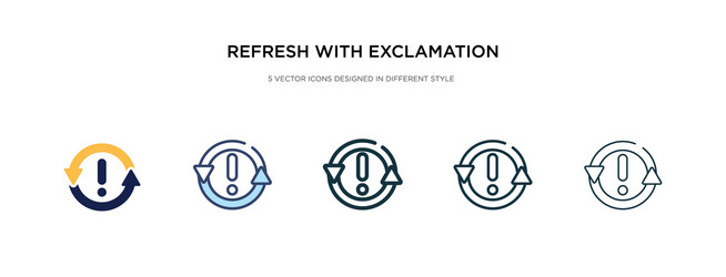 Refresh with exclamation icon in different style vector