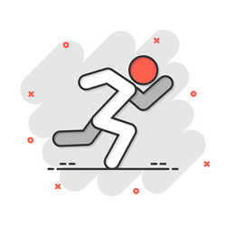 Run people icon in comic style jump cartoon vector