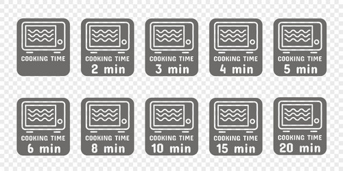 Cooking and heating time in the microwave symbols vector