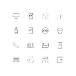 Network and database linear thin icons set vector