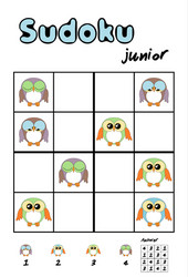 Picture sudoku with cute owls answer included vector