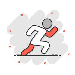 Run people icon in comic style jump cartoon vector