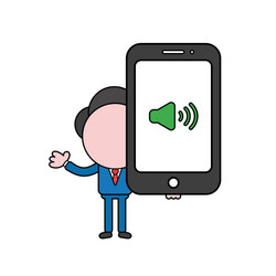 Businessman character holding smartphone vector