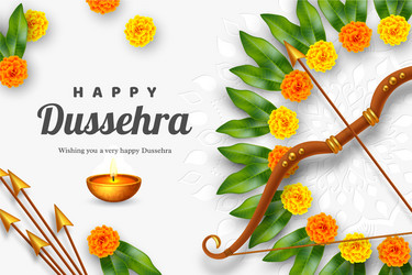 Happy Dussehra Celebration Banner Vector Image