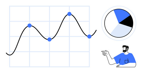 business analytics visualization with line graph vector image