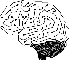 digital human brain with computer circuit board vector image