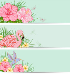 horizontal tropical banners with flowers Vector Image