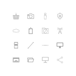 Network and database linear thin icons set vector