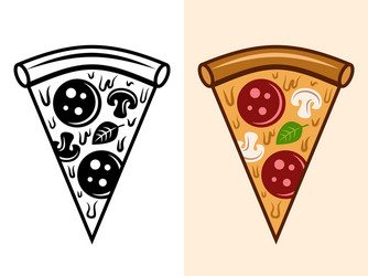 pizza slice objects in two styles vector image