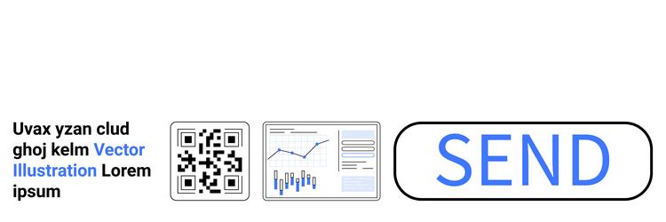 qr code chart graphics and send button vector image