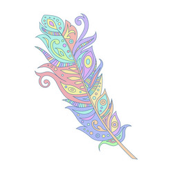 Black bohemian boho bird feather Royalty Free Vector Image