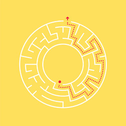 Circular maze and path to the exit from center vector