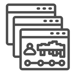 dialog windows with site visits statistic line vector image