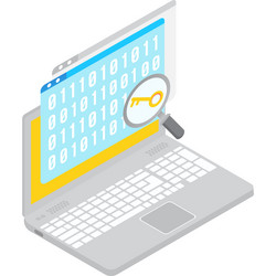 encryption key binary code search icon vector