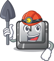 miner n button attached to mascot keyboard vector image