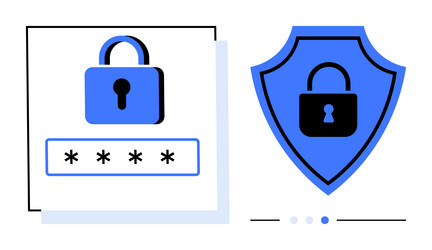 secure lock and shield icon representing data vector image