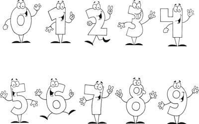 Numbers collection with cartoon animals Royalty Free Vector
