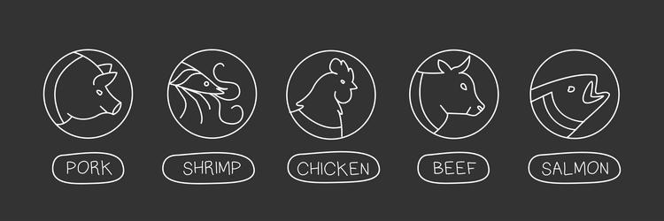 Chalk style asian cuisine dish ingredient Vector Image