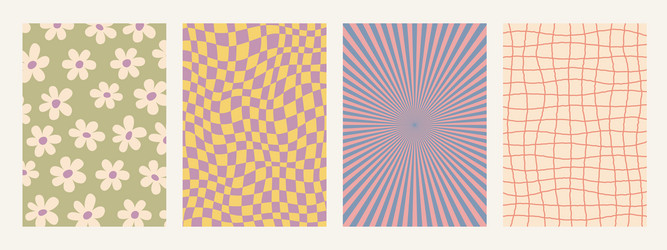 abstract psychedelic retro backgrounds set groovy vector image