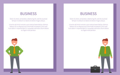 Business posters set cheerful businessmen vector