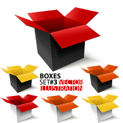 Multicolored open boxes set 3 3d vector