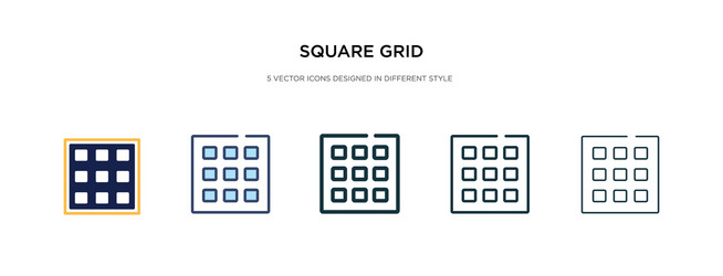square grid icon in different style two colored vector image