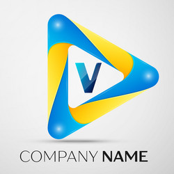 letter v symbol in the colorful triangle vector