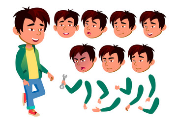 asian teen boy teenager emotional pose vector