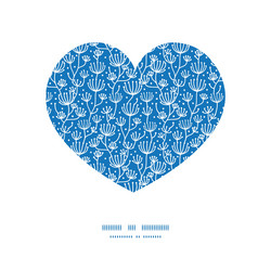 blue white lineart plants heart silhouette Vector Image