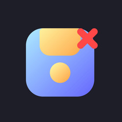 Cancel saving flat gradient fill ui icon for dark vector