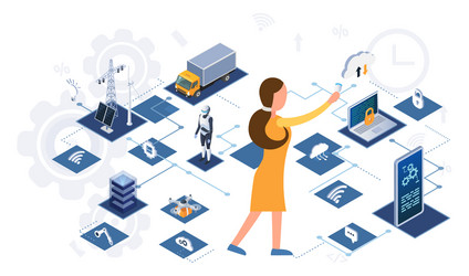 digital circuit data line internet things vector image