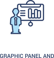 Graphic panel and man concept 2 colored icon vector