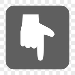 Hand pointer down rounded square button vector