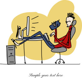 programmer at work sketch for your design vector image