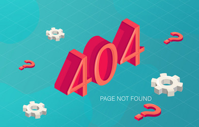 error 404 page not found in fluid style with gears vector image
