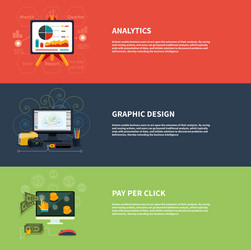 Icons for web design analytics graphic vector