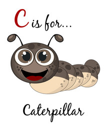 letter c is for caterpillar card isolated vector