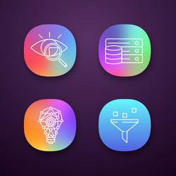 machine learning app icons set vector image