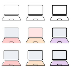 set of laptop flat web icon notebook computer vector image