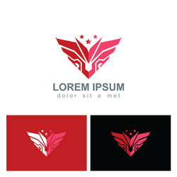 Star wing emblem gold logo Royalty Free Vector Image